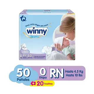 Pañales Winny Etapa 0x50 Recién Nacido Sensitive
